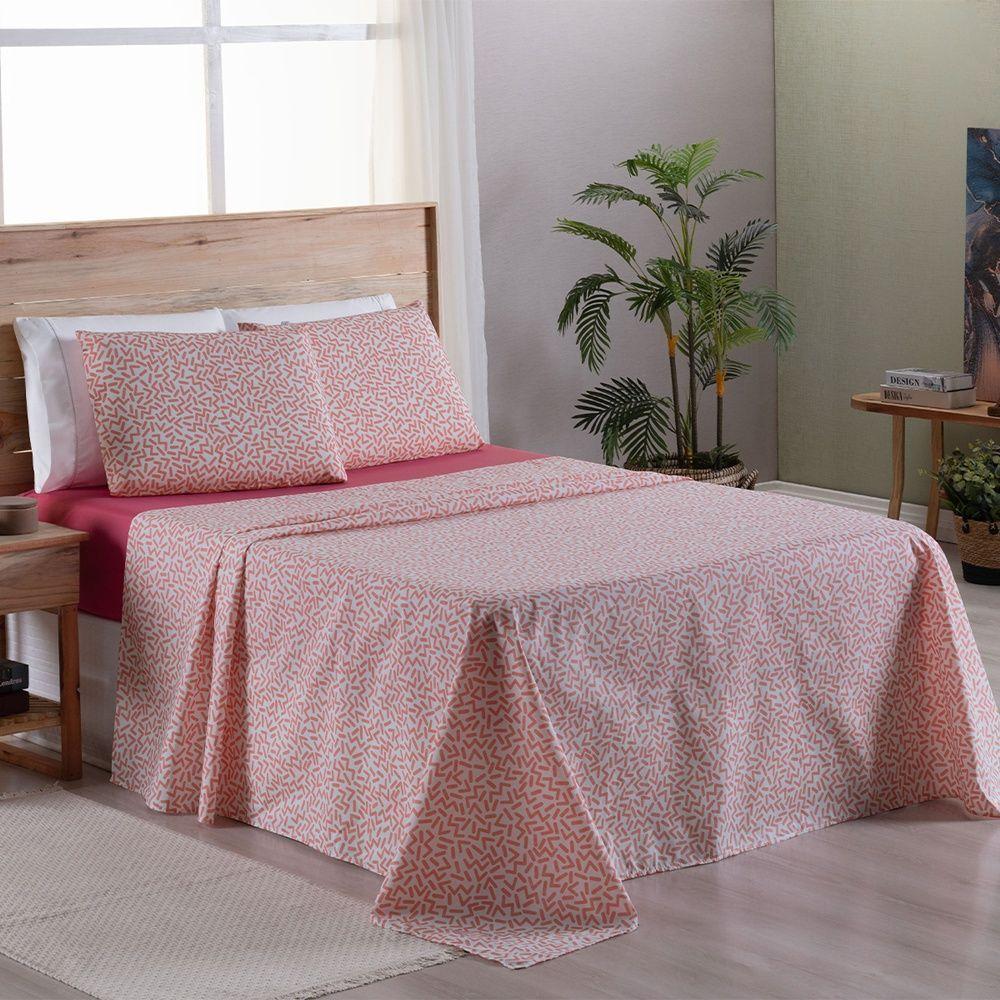 Jogo De Lençol 4 Peças King Percal 180 Fios Homme 60% Algodão 40% Poliéster - Gummy Pink - 2