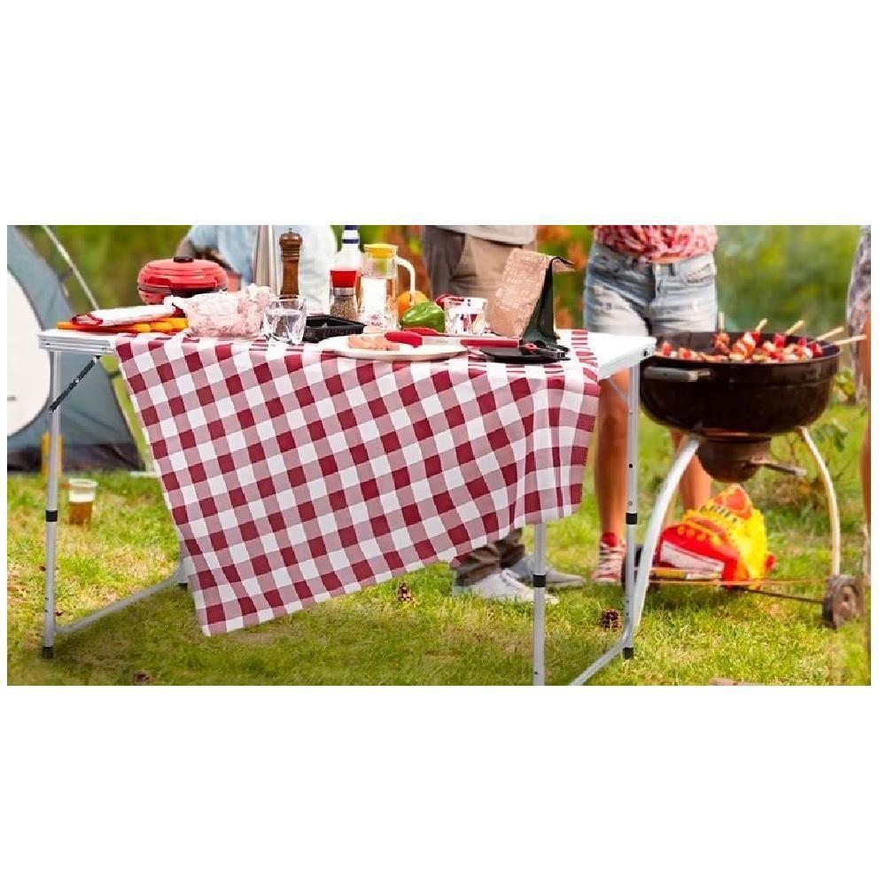 Mesa Dobravel Aluminio 2 Cadeiras Mesinha Praia Maleta Portatil Grande 90x60cm Altura Ajustavel Camping Praia Banquinhos - 5