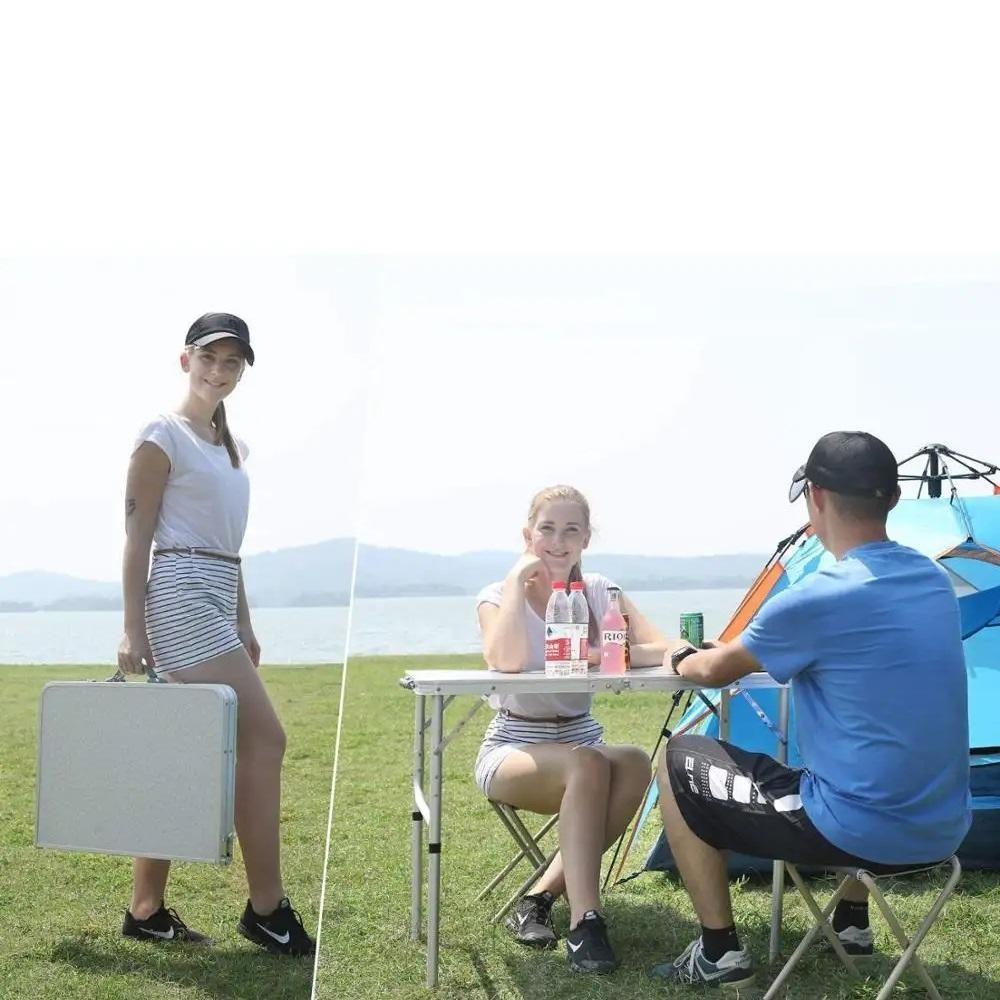 Mesa Dobravel Aluminio 2 Cadeiras Mesinha Praia Maleta Portatil Grande 90x60cm Altura Ajustavel Camping Praia Banquinhos - 7
