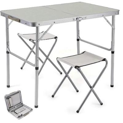 Mesa Dobravel Aluminio 2 Cadeiras Mesinha Praia Maleta Portatil Grande 90x60cm Altura Ajustavel Camping Praia Banquinhos