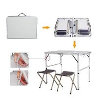 Mesa Dobravel Aluminio 2 Cadeiras Mesinha Praia Maleta Portatil Grande 90x60cm Altura Ajustavel Camping Praia Banquinhos - 3