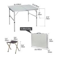 Mesa Dobravel Aluminio 2 Cadeiras Mesinha Praia Maleta Portatil Grande 90x60cm Altura Ajustavel Camping Praia Banquinhos - 6
