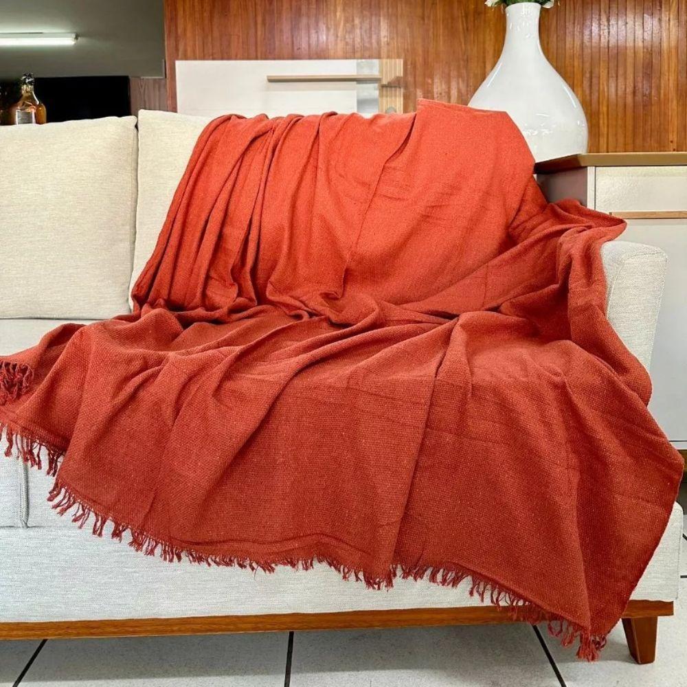 Manta Para Sofá 2 E 3 Lugares Super King Luxo Gigante 3,00x1,80 Cobertor Capa De Sofa E Cama Grande Terracota - 1