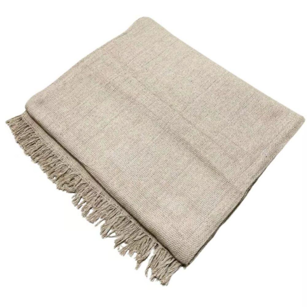 Manta Para Sofá 2 E 3 Lugares Super King Luxo Gigante 3,00x1,80 Cobertor Capa De Sofa E Cama Grande Branco Areia - 1