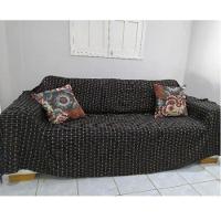 Manta Grande Para Sofá Cama 2 E 3 Lugares 2,50x1,80cm Capa De Sofa Gigante 100% Algodão Na Promoção Preto-caramelo - 1