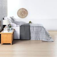 Kit Edredom Cobertor Celi Queen Dupla Face Micropercal Estampado 200 Fios 3 Peças Xadrez Grid Cinza