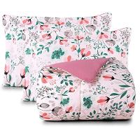 Kit Edredom Cobertor Celi Super King Dupla Face Micropercal Estampado 200 Fios 3 Peças Bothanica Floral Rosa - 5