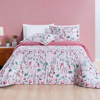 Kit Edredom Cobertor Celi King Dupla Face Micropercal Estampado 200 Fios 3 Peças Bothanica Floral Rosa - 3