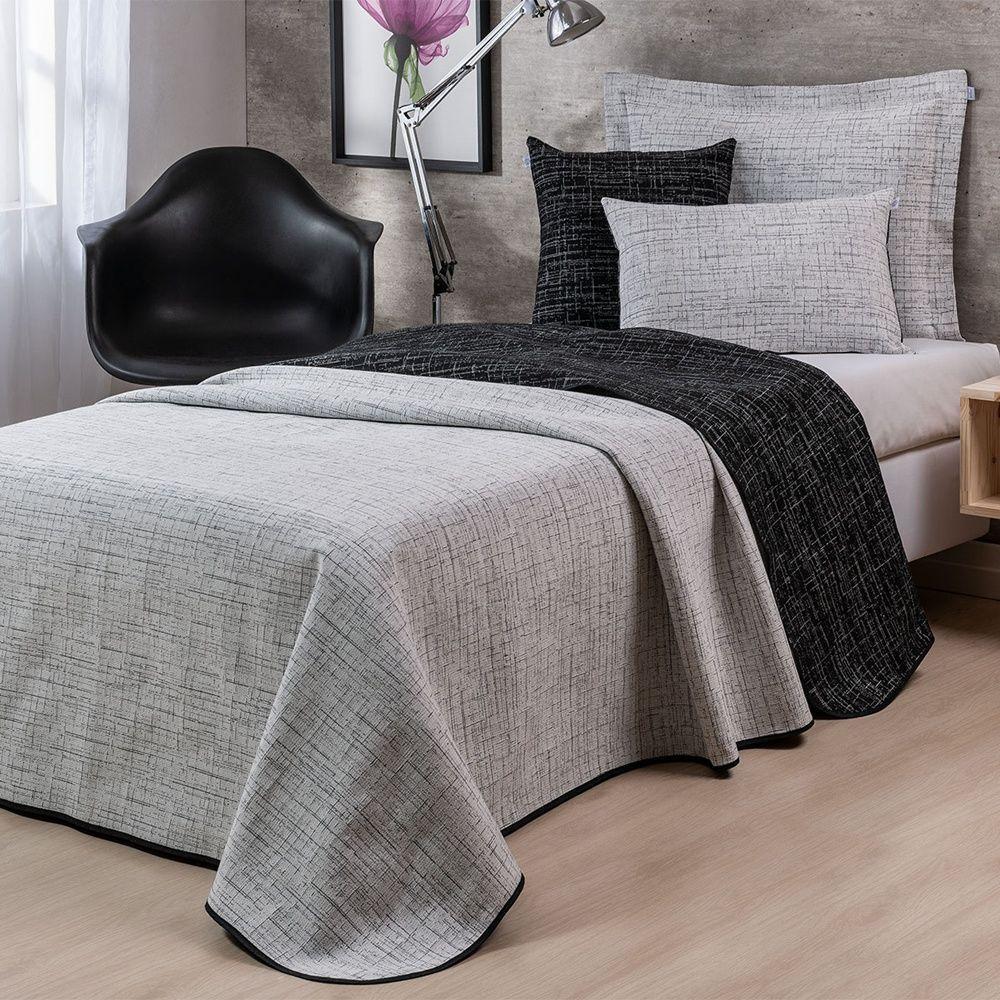 Kit Colcha 4 Peças Solteiro Jacquard Dual 60% Algodão 40% Poliéster - Preto - 2