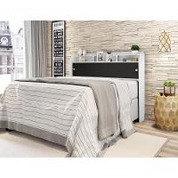 Cabeceira Box Casal 1,38cm Elisa Branco Branco/preto - Framar Móveis - 1