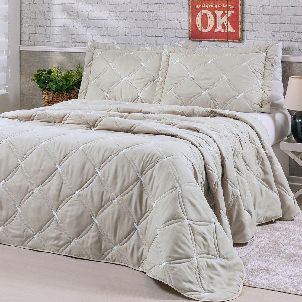 Kit Cobre Leito Unique Casal 3 Peças Hipercal 200 Fios 100% Poliéster - Avela - 1