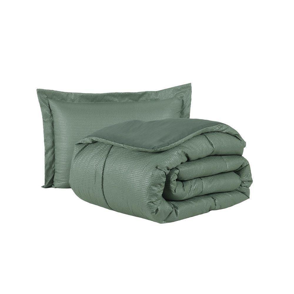 Kit Cobre Leito Ravena To Decorando Solteiro 2 Peças Micropercal 200 Fios Toque Acetinado 100% Poliéster - Verde - 1