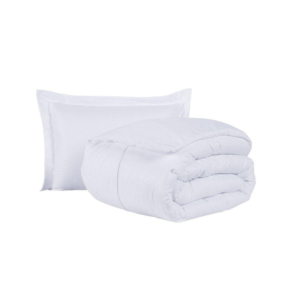 Kit Cobre Leito Ravena To Decorando Solteiro 2 Peças Micropercal 200 Fios Toque Acetinado 100% Poliéster - Branco - 1