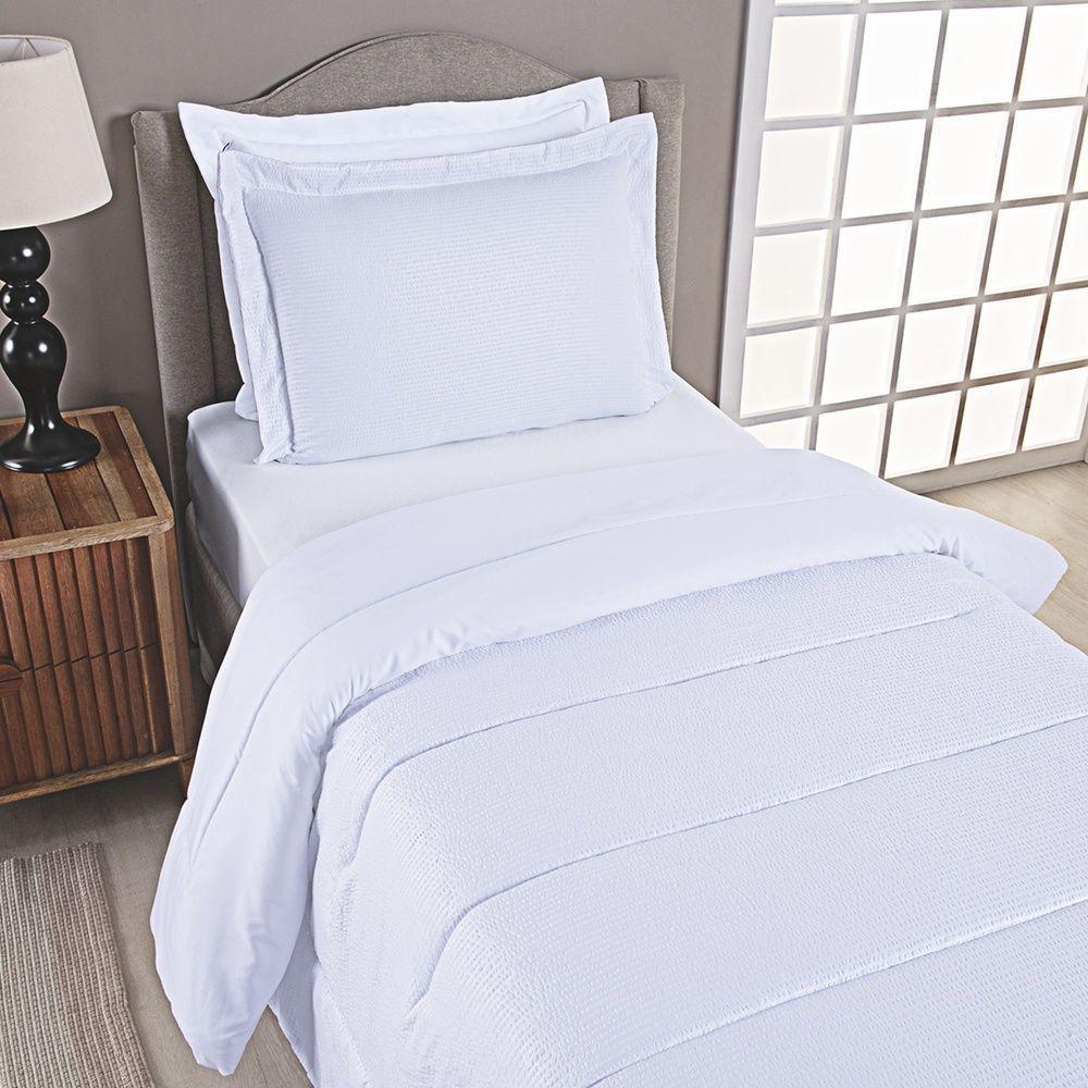 Kit Cobre Leito Ravena To Decorando Solteiro 2 Peças Micropercal 200 Fios Toque Acetinado 100% Poliéster - Branco - 3