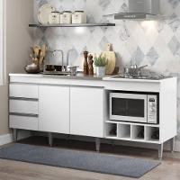 Balcão Pia Forno/cooktop 2035 182,5cm 3 Gavetas Menu Móveis Branco - 1