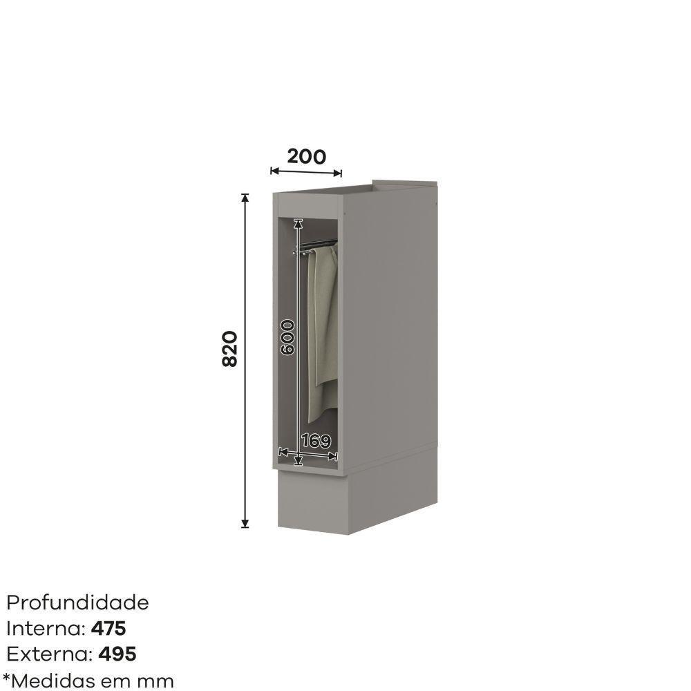 Balcão Henn Americana Porta Toalha 20cm S- Tampo Cinza - 2