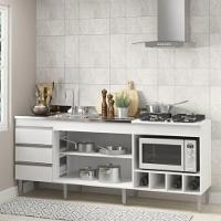 Balcão De Cozinha Completo Cooktop 4 Bocas Mdp Menu Móveis Branco - 10