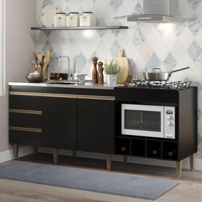 Balcão De Cozinha Multiuso 182,5x81cm Mdp 2035 Menu Móveis Preto