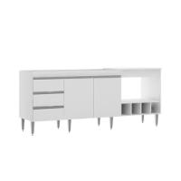 Balcão Cozinha 182,5x52cm Nicho Forno/micro Menu Móveis Branco - 3