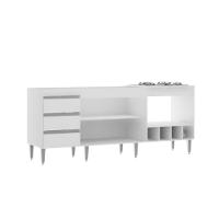 Armário De Cozinha 182,5cm 2 Portas 3 Gavetas Menu Móveis Branco - 7