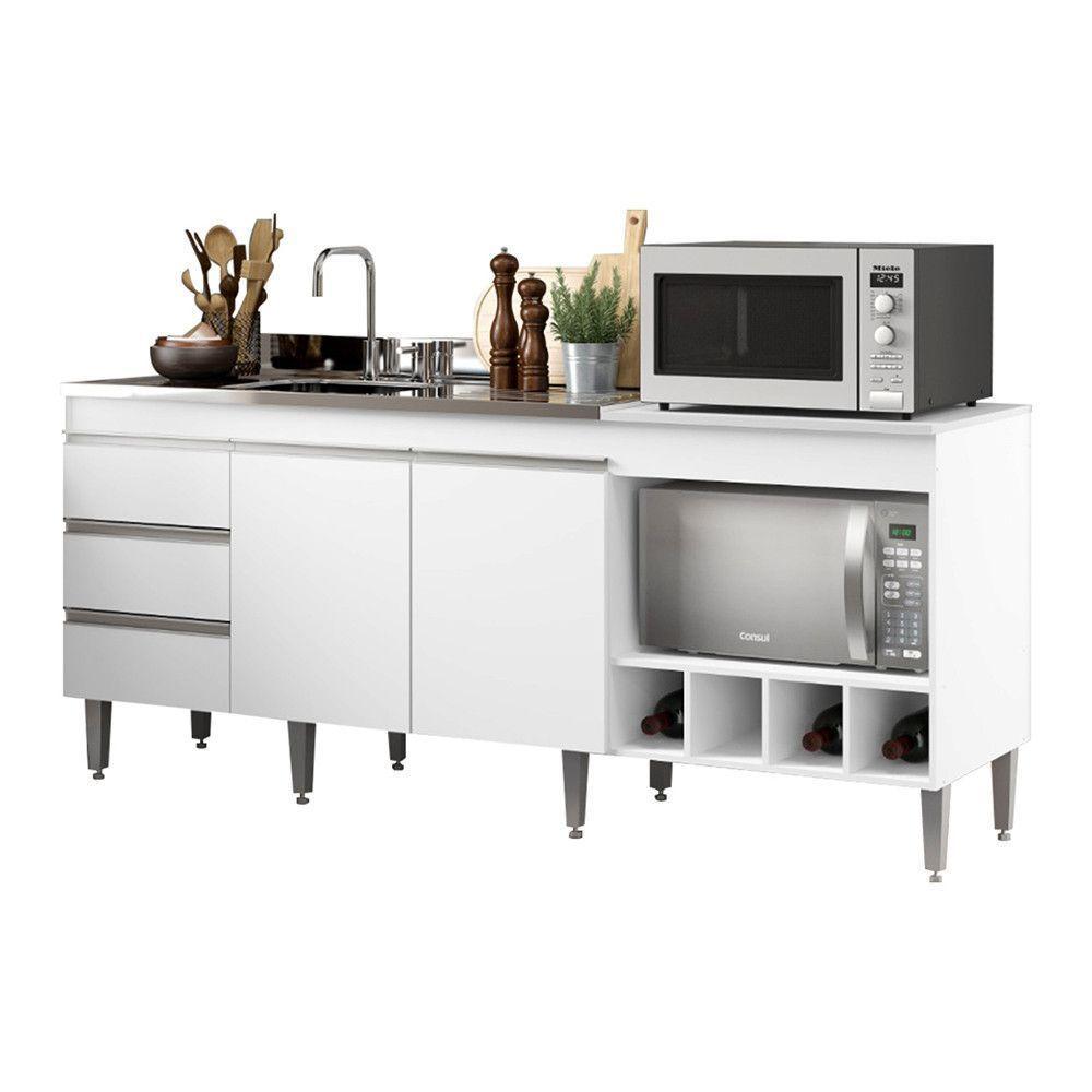 Armário Balcão Cozinha Adega Nicho 182,5cm Mdp Menu Móveis Branco - 4