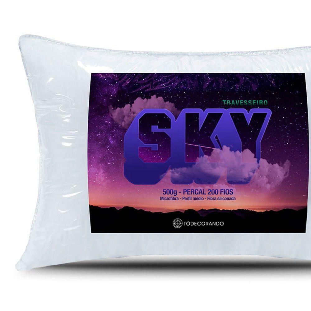 Travesseiro Sky Percal 200 Fios 100% Poliéster - Fibra Siliconada - Branco - 2