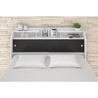 Cabeceira Box Casal 1,38cm Elisa Branco Branco/preto - Framar Móveis - 3