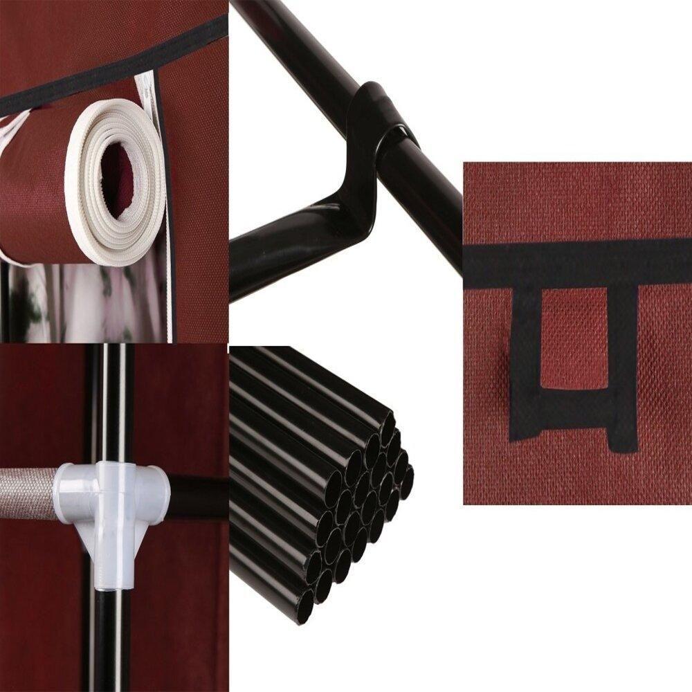 Guarda Roupa Cabideiro Portatil Prateleiras Dobravel Armario Arara Grande Organizador Vermelho - 5