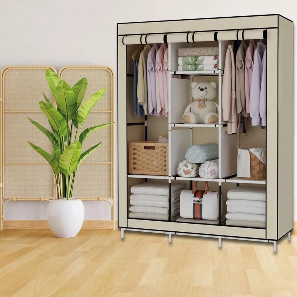 Guarda Roupa Cabideiro Portatil Prateleiras Dobravel Armario Arara Grande Organizador Camping - 2