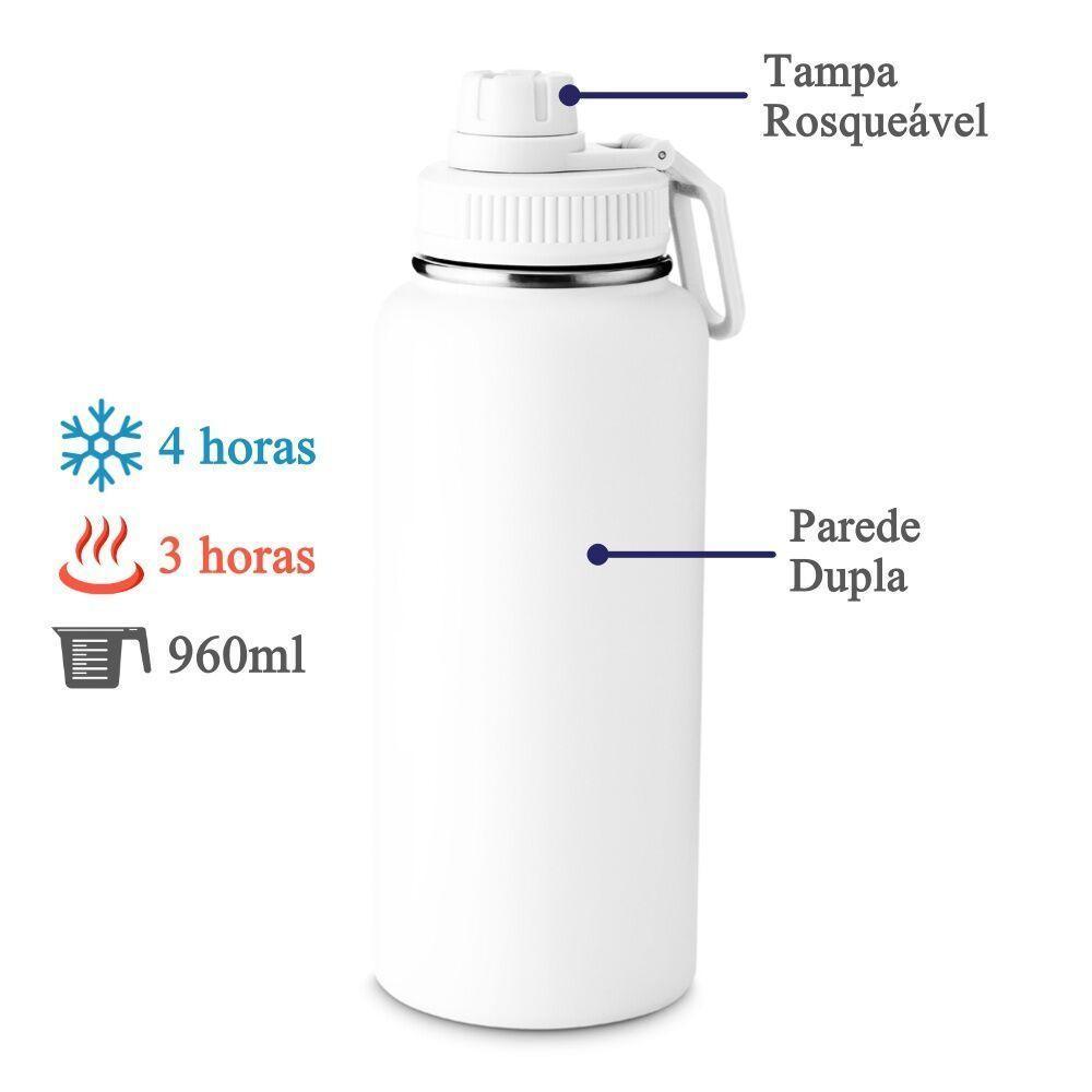 Garrafa Com Alça E Bico 960ml Parede Dupla Branca - 3