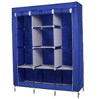 Guarda Roupa Cabideiro Portatil Prateleiras Dobravel Armario Arara Grande Organizador Azul - 2