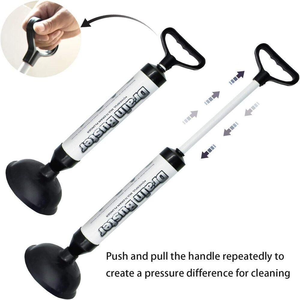 Desentupidor De Vaso Alta Pressao Ar Semi Profissional Manual Sanitario Pia Cano Dreno Bomba Succao Ventosa Dupla - 3