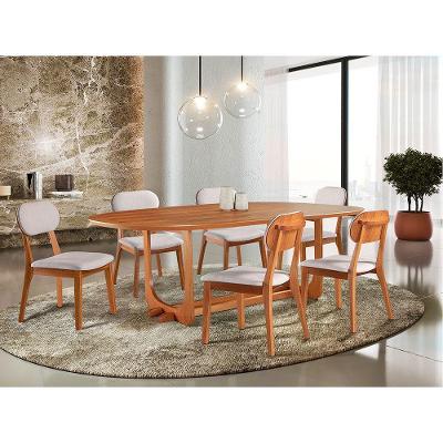 Conjunto Sala Jantar 6 Lugares Mesa E Cadeira Móveis Mundial Cinamomo/linho Cinza