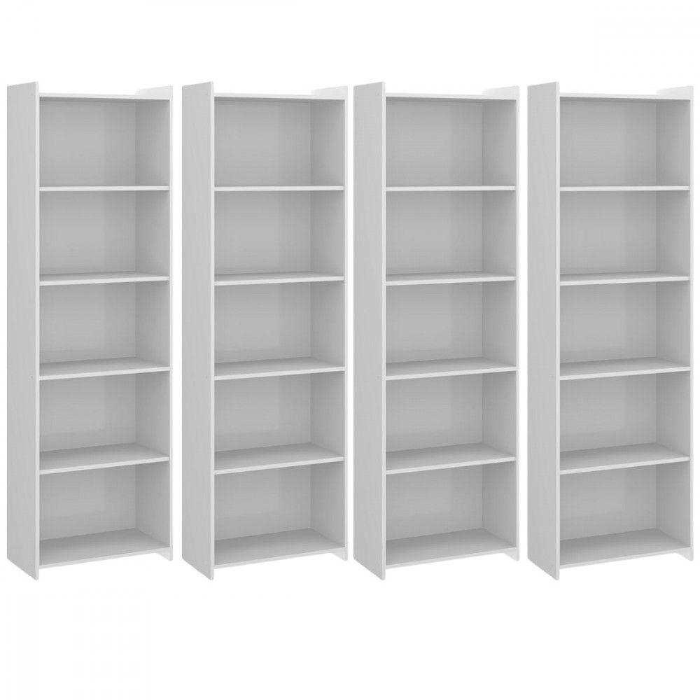 Conjunto De Estantes Com 4 Prateleiras 57x183cm Menu Móveis Branco - 1