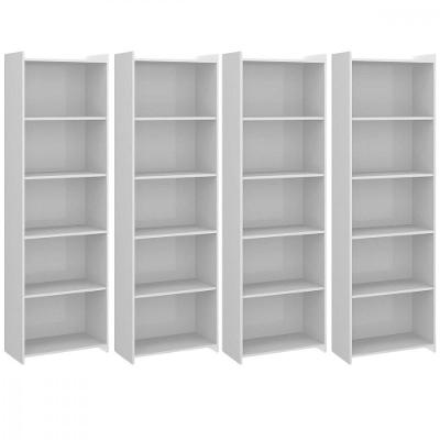 Conjunto De Estantes Com 4 Prateleiras 57x183cm Menu Móveis Branco