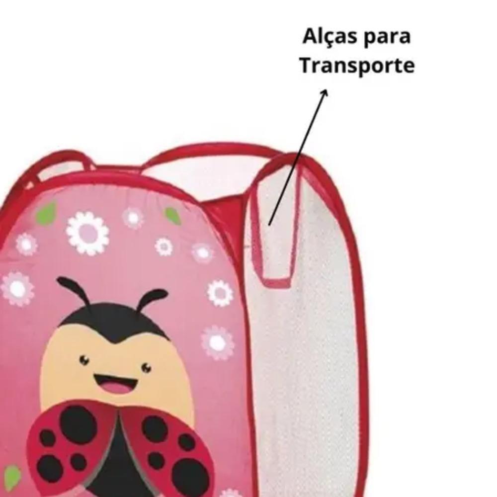 Cesto Organizador Roupa Suja Brinquedos Infantil Telado Multiuso Quarto Banheiro Lavanderia Joaninha - 3