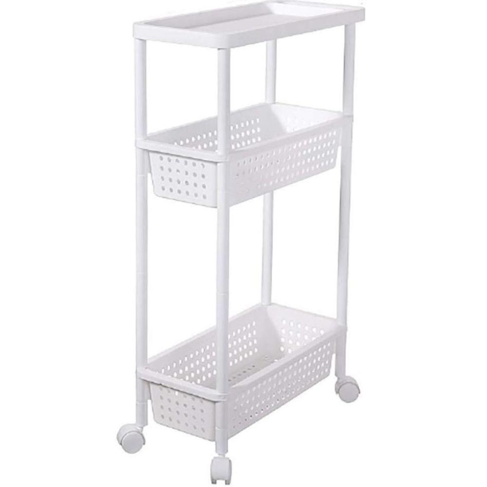 Carrinho Organizador 3 Prateleiras Rack Multiuso Varanda Banheiro Brinquedos Quarto Estante Branco - 1