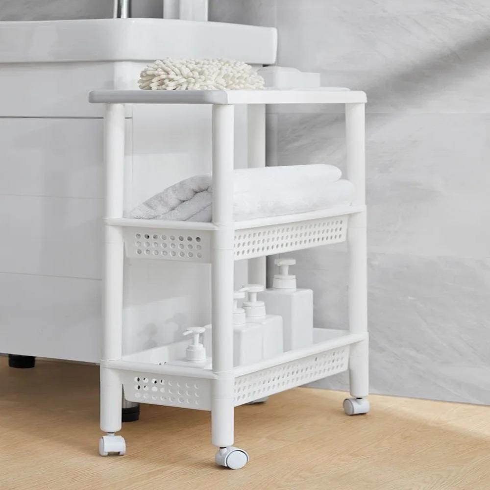 Carrinho Organizador 3 Prateleiras Rack Multiuso Varanda Banheiro Brinquedos Quarto Estante Branco - 2