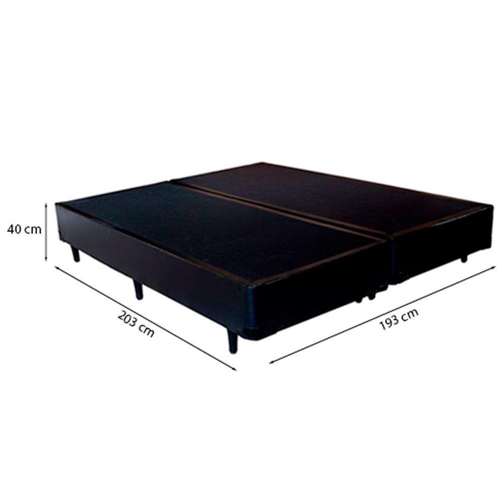 Cama Box King 193 Tecido Sintético Preto Com Colchão Toronto Molas Ensacadas Branco D33 - 2