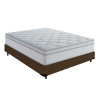 Cama Box Casal 138 Tecido Sintetico Marrom Com Colchão Toronto Molas Ensacadas Branco D33 - 1