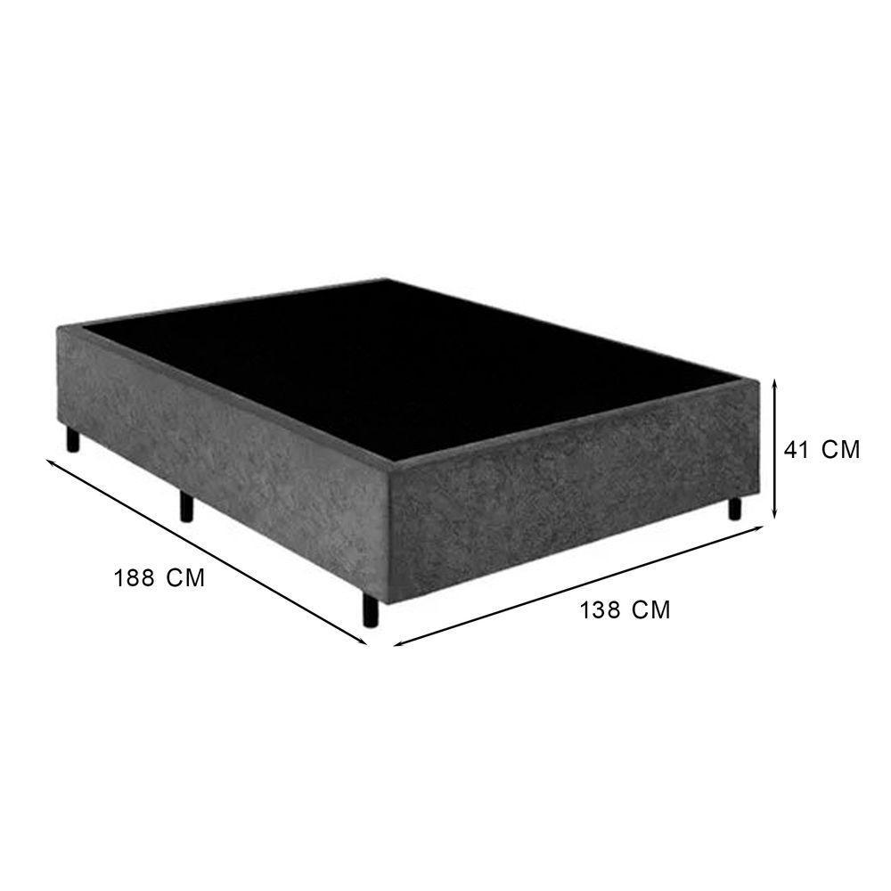 Cama Box Casal 138 Suede Cinza Com Colchão Alegro Espuma D28 Cinza - 57x138x188cm - 2