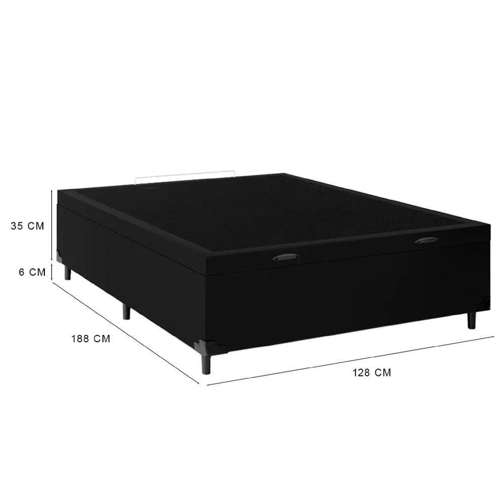 Cama Box Baú Viúva 128 Tecido Sintético Preto Com Colchão Paris De Molas Ensacadas Preto 67x128x188 - 2