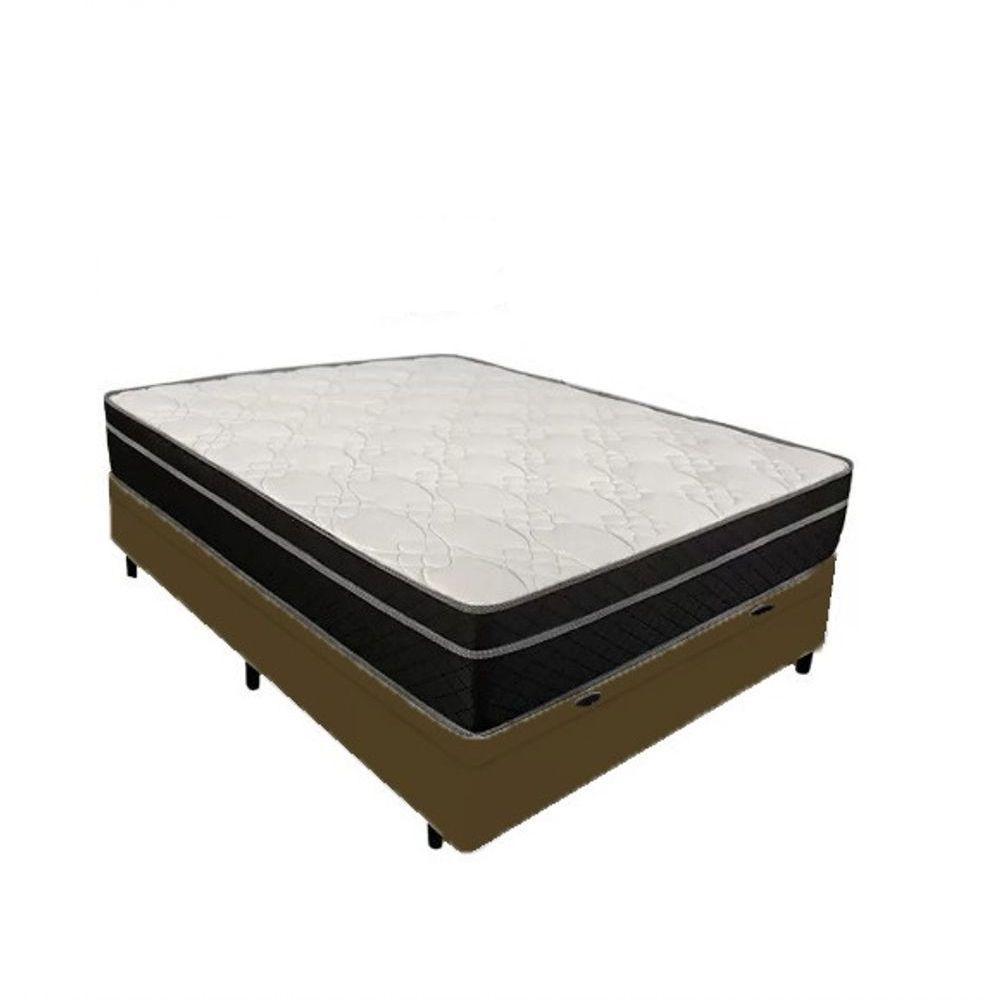 Cama Box Baú Viúva 128 Sintético Marrom Colchão Paris De Molas Ensacadas Preto 26x128x188 - 1