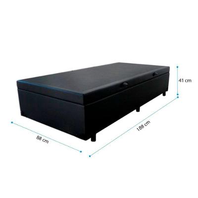 Cama Box Baú Solteiro 88 Tecido Sintético Preto Com Colchão Toronto Molas Ensacadas Branco D33