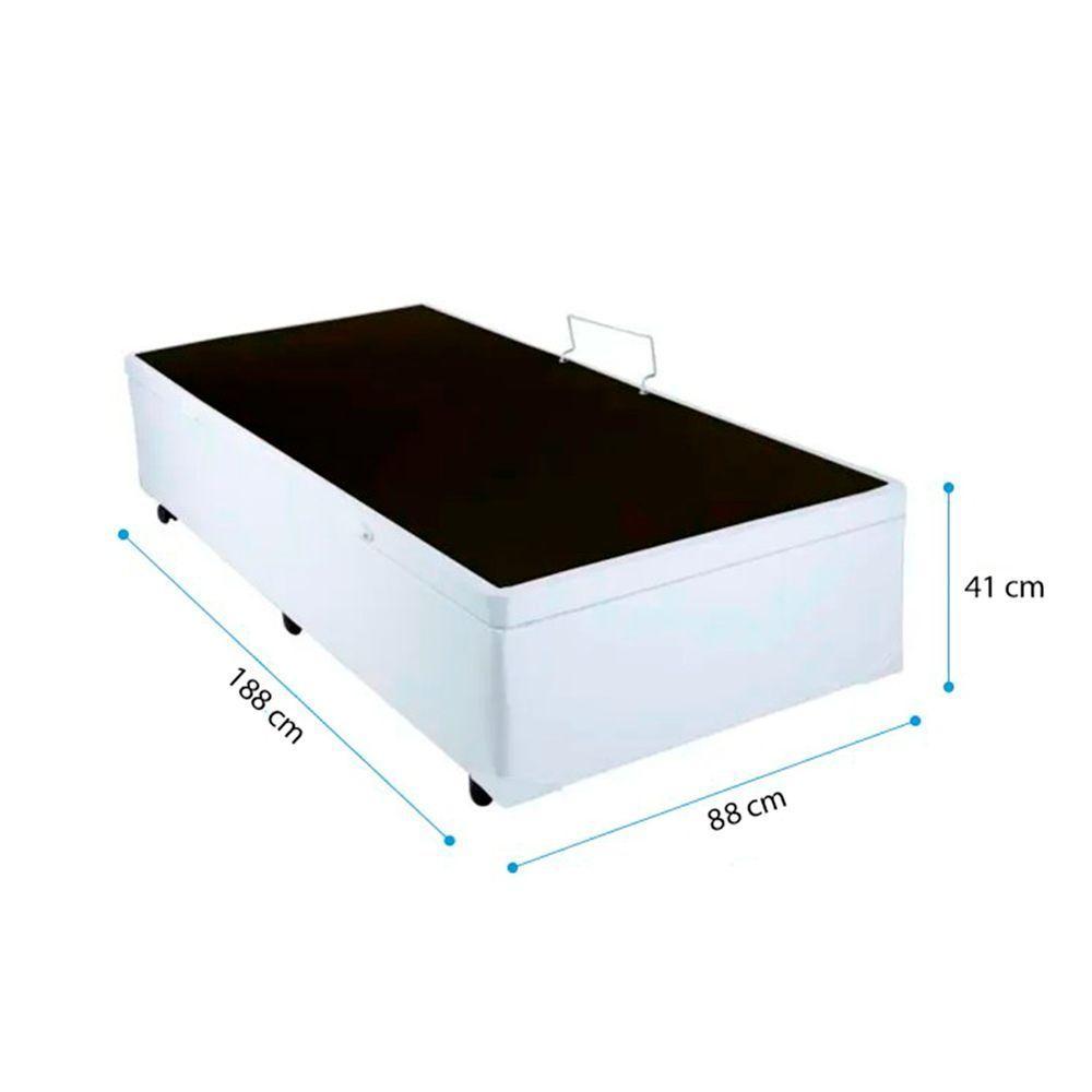 Cama Box Baú Solteiro 88 Tecido Sintético Branco Com Colchão Toronto Molas Ensacadas Branco D33 - 2