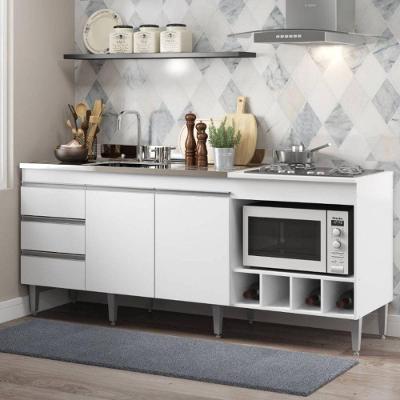 Balcão P/ Cozinha Completo 182,5x52cm Nicho Mdp Menu Móveis Branco