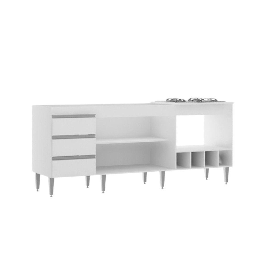 Balcão De Cozinha Compacto Completo Para Pia Menu Móveis Branco - 9