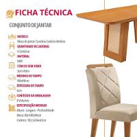 Mesa De Jantar Carolina Com 6 Cadeiras Moderna Mobilia Veludo Creme/naturale Laminado - 6