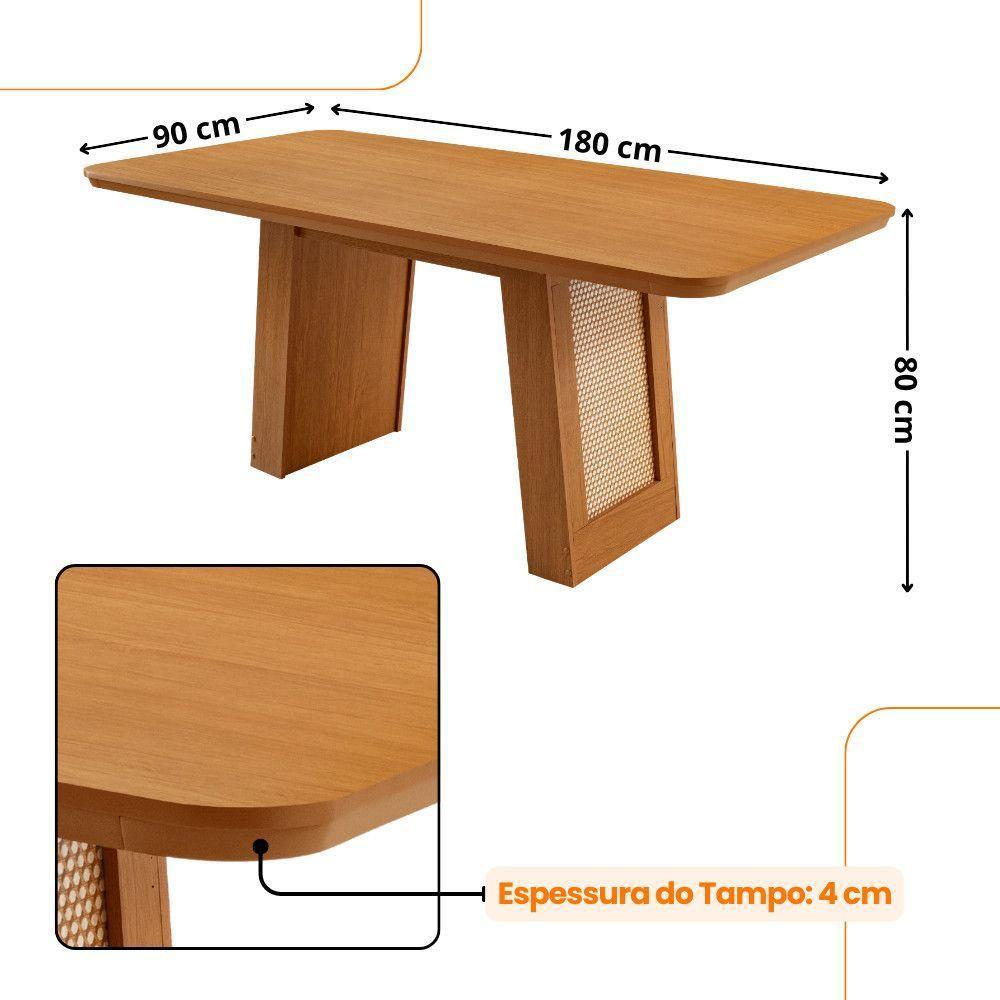 Mesa De Jantar Carolina Com 6 Cadeiras Moderna Mobilia Veludo Marrom/naturalle Laminado - 4