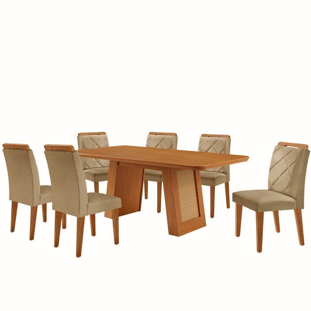 Mesa De Jantar Carolina Com 6 Cadeiras Moderna Mobilia Turim 07/naturale Laminado - 2